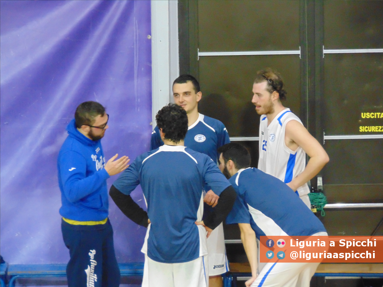 Coach Matteo Barbieri con Riccardo Mortara, Alessandro Grazzi, Jacopo Oneto e Davide Bovone © LIGURIA A SPICCHI